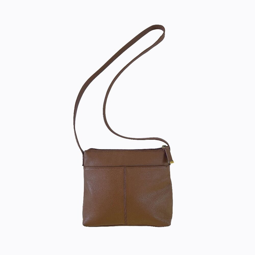 CK Brown Leather Shoulder Bag Crossbody Med Purse Pockets Y2K 90s Commute Office - Picture 2 of 9